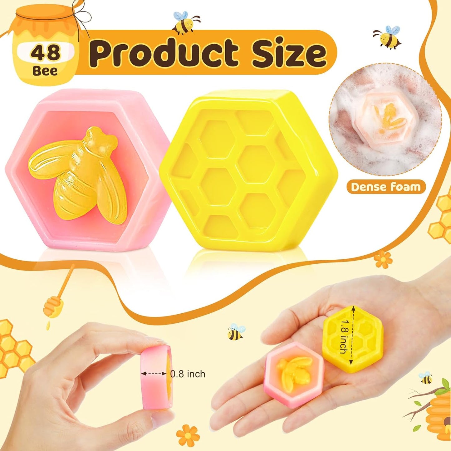 48 Set Baby Shower Favors Bee Party Favors Including Honeycomb Soap with Thank You Card Gift Honey Soap for Guest Gender Reveal Honey Gift Birthday Party Decorations (Pink,Yellow)