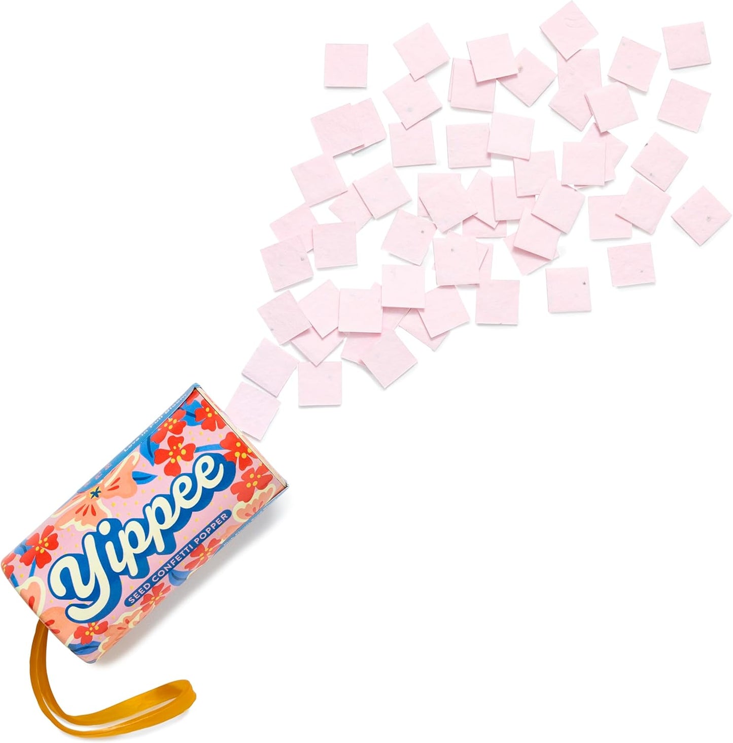 Modern Sprout Seed Confetti Poppers with Flower Seeds - Party Favors for Outdoor Wedding, Birthday & Parties - Non-Toxic, Plastic-Free & Pollinator Safe Plantable Seed Paper - Pink Yippee (Pack of 12)