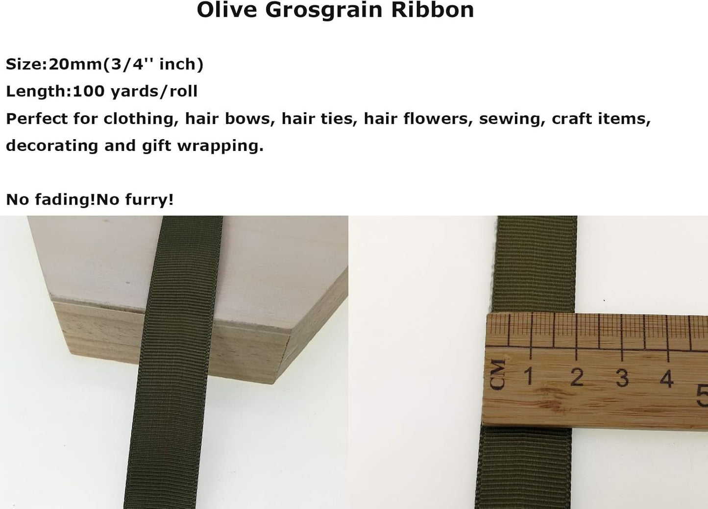 Jesep One Roll 100 Yards 3/4" Soild Grosgrain Ribbon Boutique Gift Wrapping Package Ribbon, DIY Crafts Bow Hair Headband Accessories Assorted Ribbon#570 (3/4" 20mm, Olive Green)