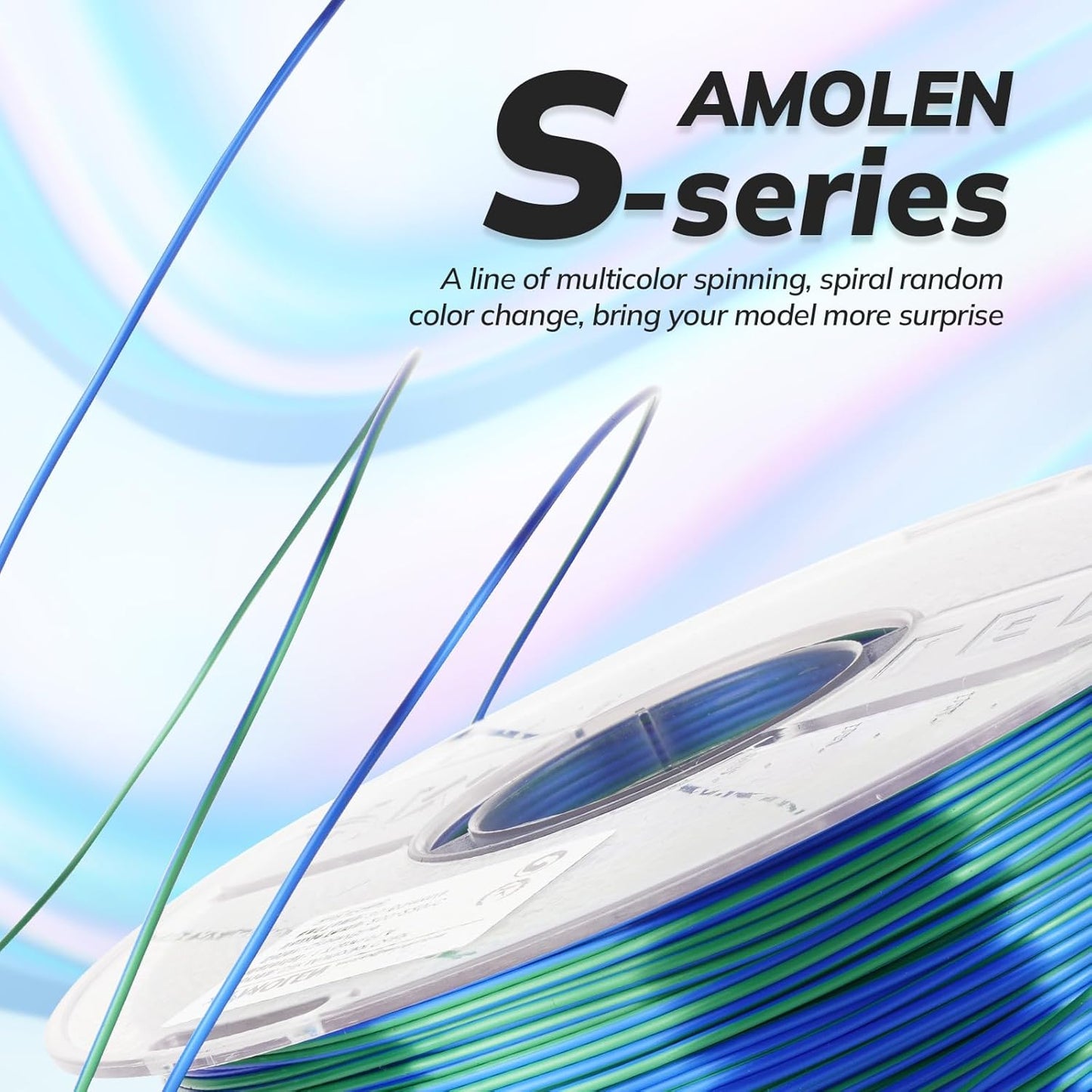 AMOLEN Silk PLA 3D Printer Filament Bundle, Shiny PLA Filament 1.75mm Multicolor Rainbow Pack, Fast Color Change PLA 3D Printing Filament for Most FDM 3D Printer, 1KG X 4 Spools