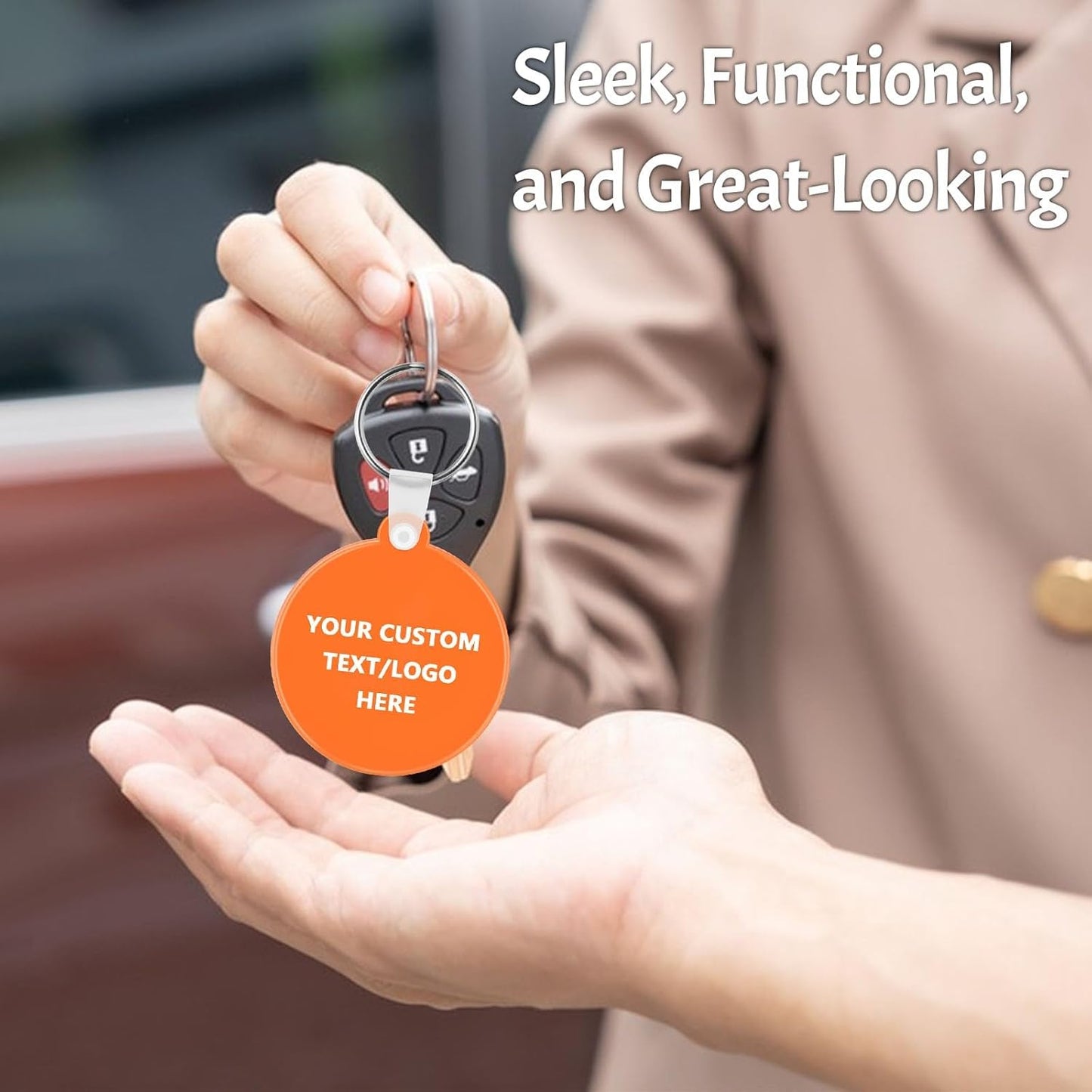 Custom Round Soft Keychains 300 Pack, Personalized Logo, Text Bulk - Perfect for Tradeshows, Party Favors, Events - Customizable Key Tags