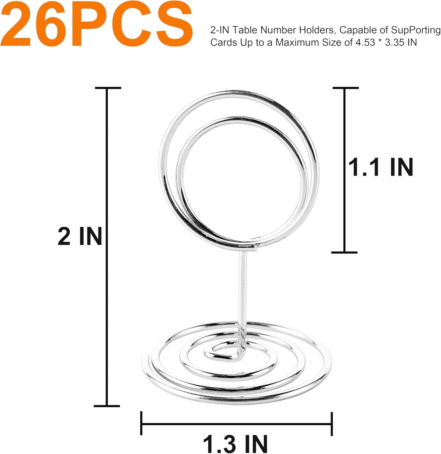 26Pcs Place Card Holder, Table Number Holders, Wire Picture Holder, Small Size Table Card Holders, Photo Holder for Centerpieces, Wedding Reception, Party, Birthday (Silver)