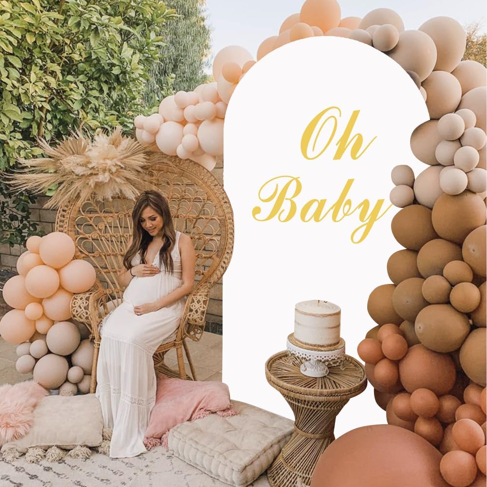 White Arch Cover for Mother`s Day Decor 6.6FT Spandex Arched Backdrop Cover Double Side Wedding Arches Covers Round Top Chiara Back Drop Cover for Baby Shower Banquet Balloon Party Celebration