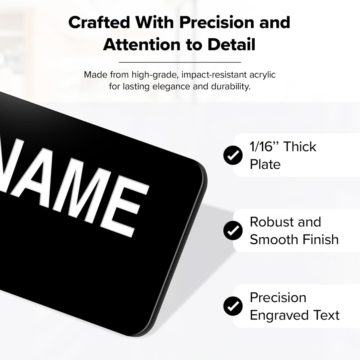 Magnetic Name Tag by My Sign Center - Black and White, Personalized, 1.5x3 Inches, Durable Engravable Impact Material, Made in The USA