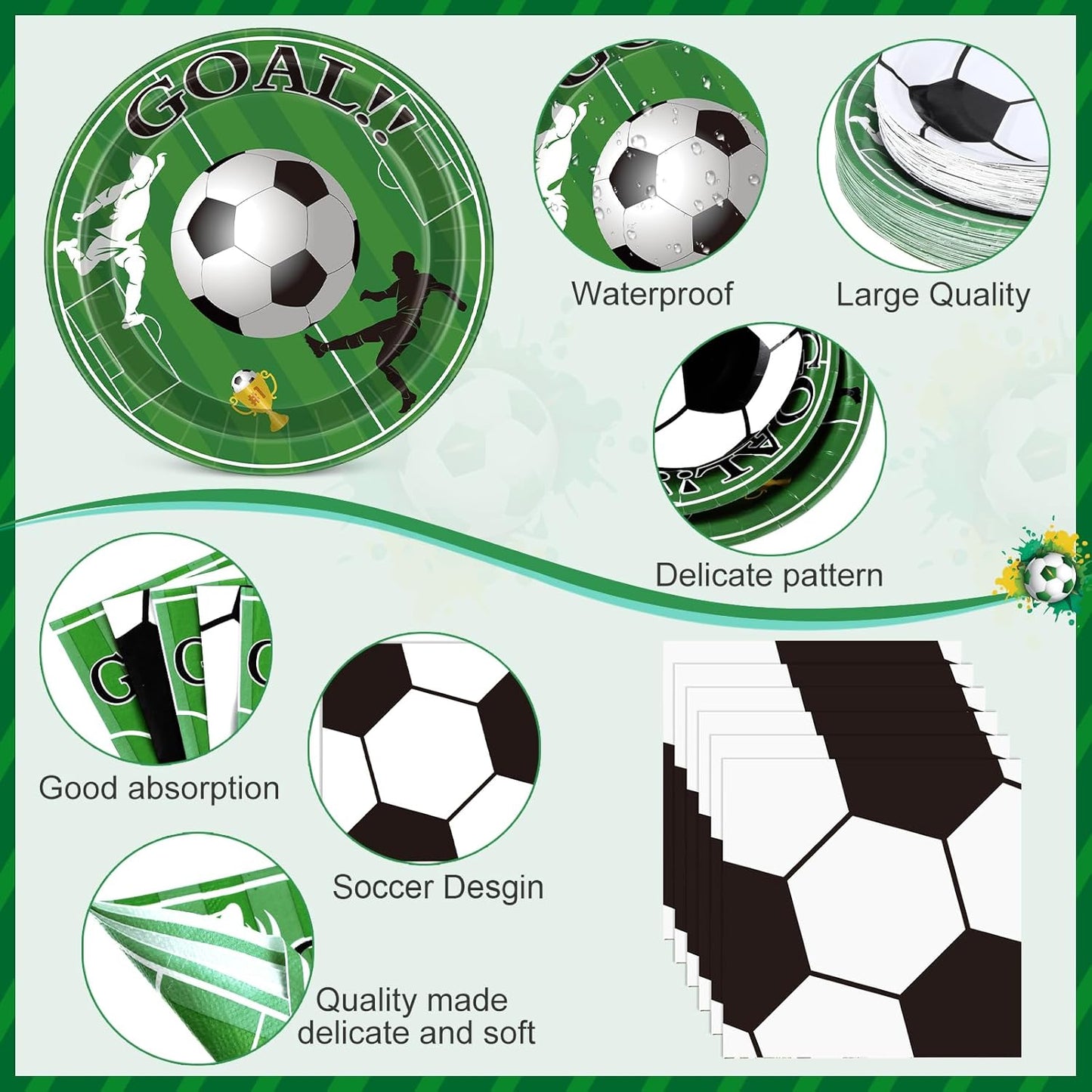 452 Pcs Soccer Party Decorations for 50, Soccer Paper Plates and Napkins Cups Tablecloth Cutlery Straws Disposable Tableware Set for Sports Themed Birthday Team Party Supplies