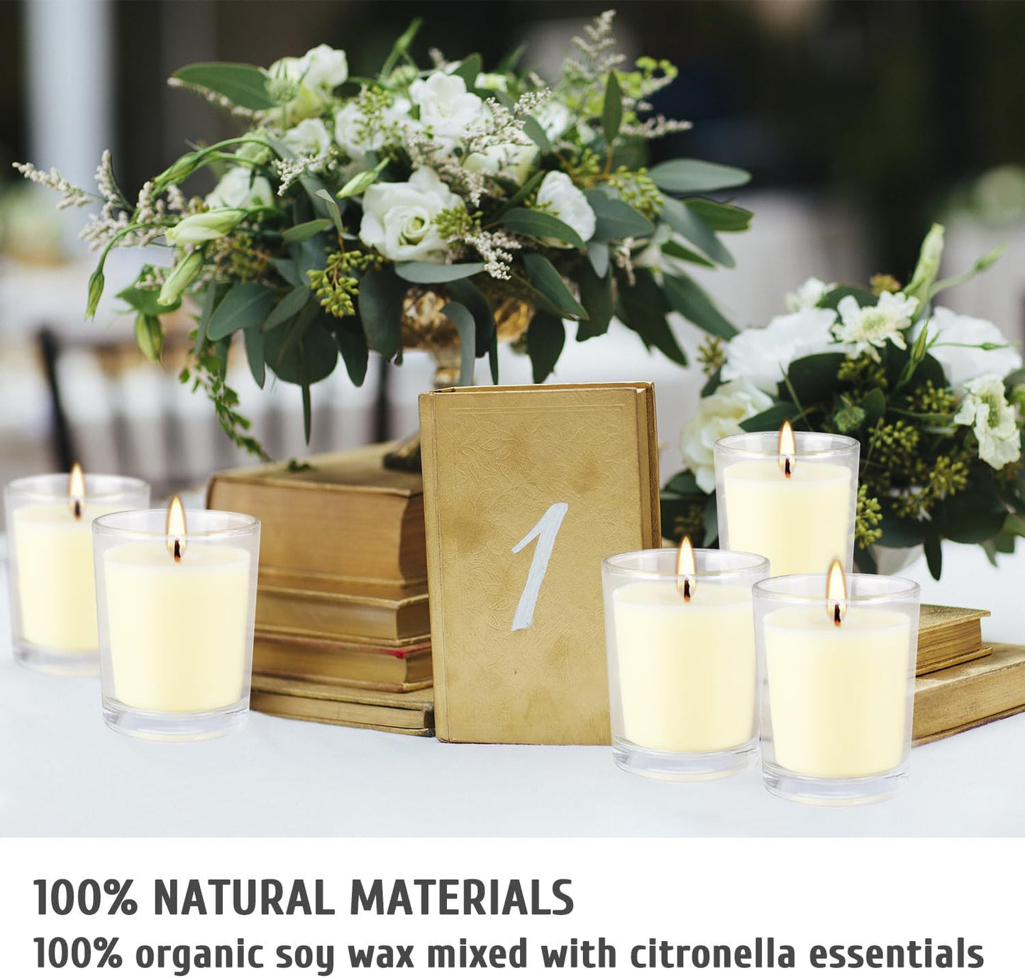 Set of 20 x 2.0 oz Votive Citronella Candles in Glass Cup Decorative Candle Yellow Citronella Tea Lights Indoor Outdoor Patio Scented Candles Bulk…