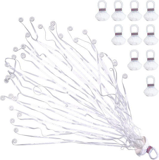 Confetti Poppers, 10Pack Plastic No Mess Streamers, Party Poppers for Birthday,Wedding,Celebrations,Graduation Party (White, 10 Pack)