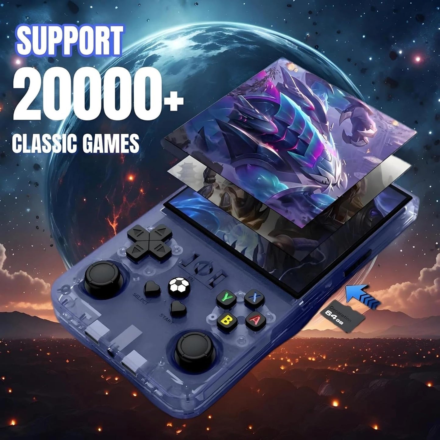 R36MAX Retro Handheld Game Console - 64GB Preloaded Classic Video Games, Support 30+ Simulators, Linux-Powered Portable Game Emulator Console with 4.0-in HD IPS Screen (Black)