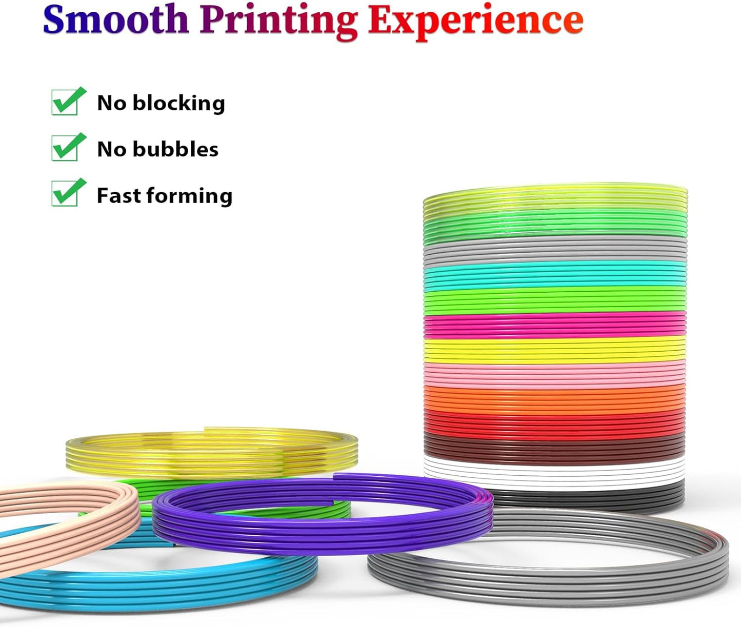 22 Colors 3D Pen Filament 1.75mm PLA, Each Color 10 Feet, Total 220 Feet 3D Pen Filament Refills 3D Printing Pen Refills with High-Precision Diameter Not Compatible with 3Doodler Pen
