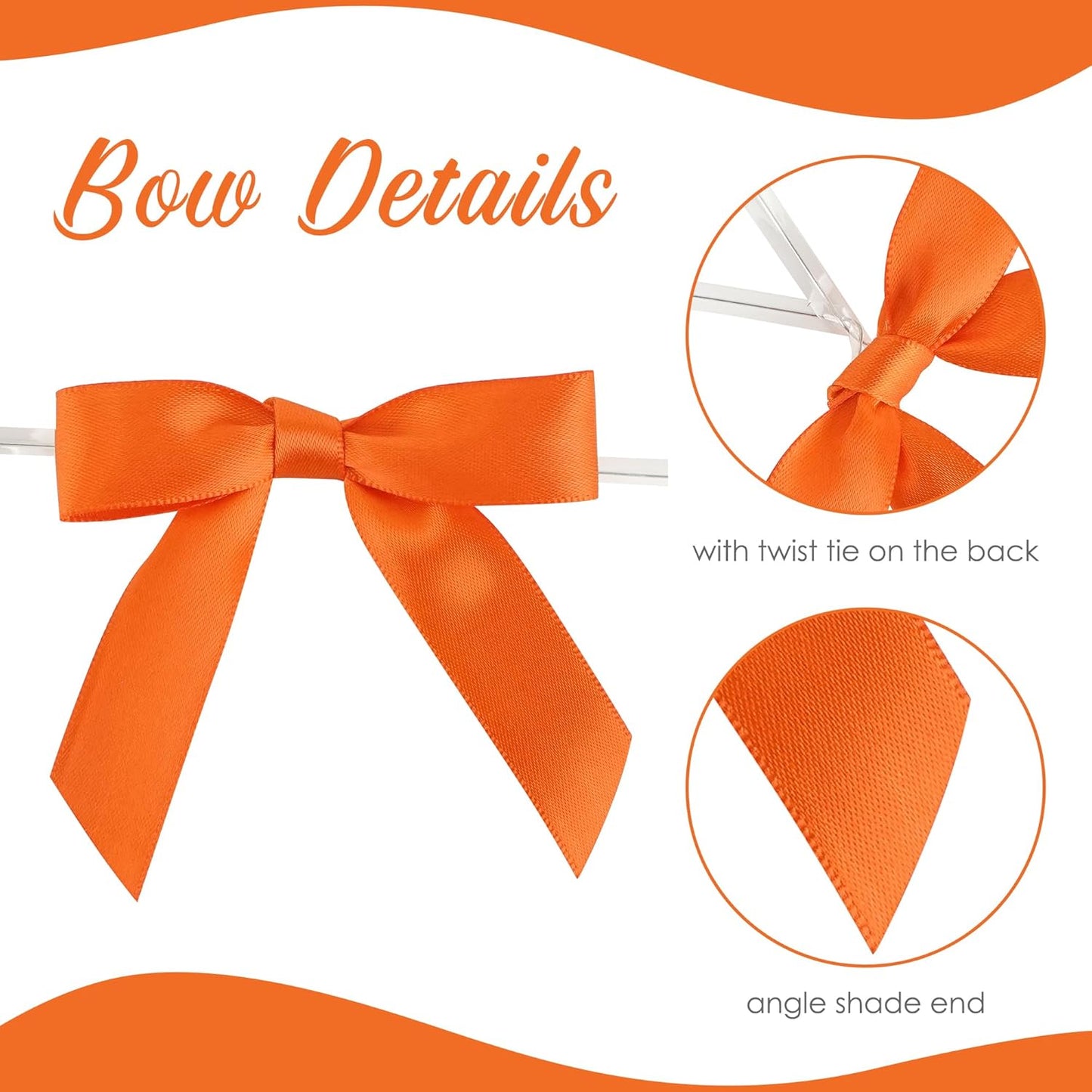 AIMUDI Rainbow Ribbon Bows 2.5" Satin Twist Tie Bows for Gift Wrapping Premade Satin Bows for Making Crafts Treat Bag Baby Shower Birthday Wedding LGBT Party Decoration, 60 PCs