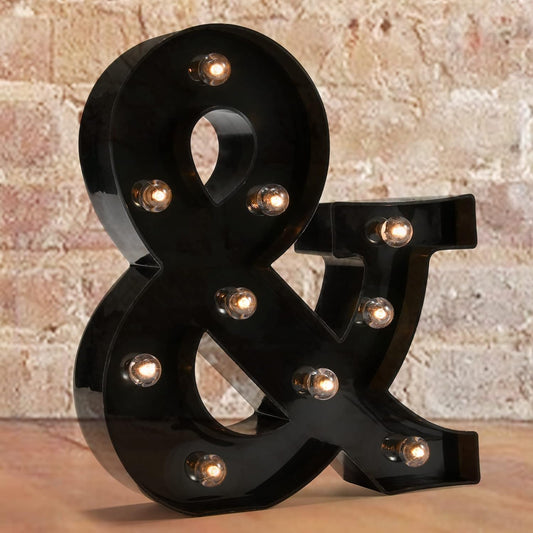 Pooqla LED Illuminated Letter Marquee Ampersand Sign - 8.86 inches High Plastic Ampersand with Lights for Home Decoration & Party