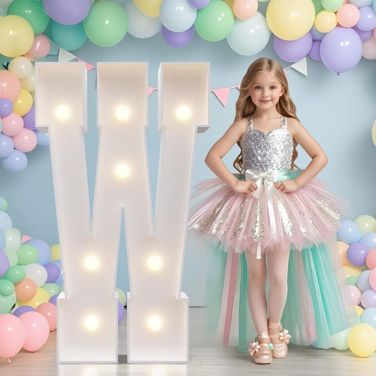 JoyMuse Marquee Letters 3 Feet Tall, Light Up Letters 3FT with Lights, Large Letters for Party, Letter W Light Up Letters for Baby Shower Wedding Proposal Graduation Birthday Decorations