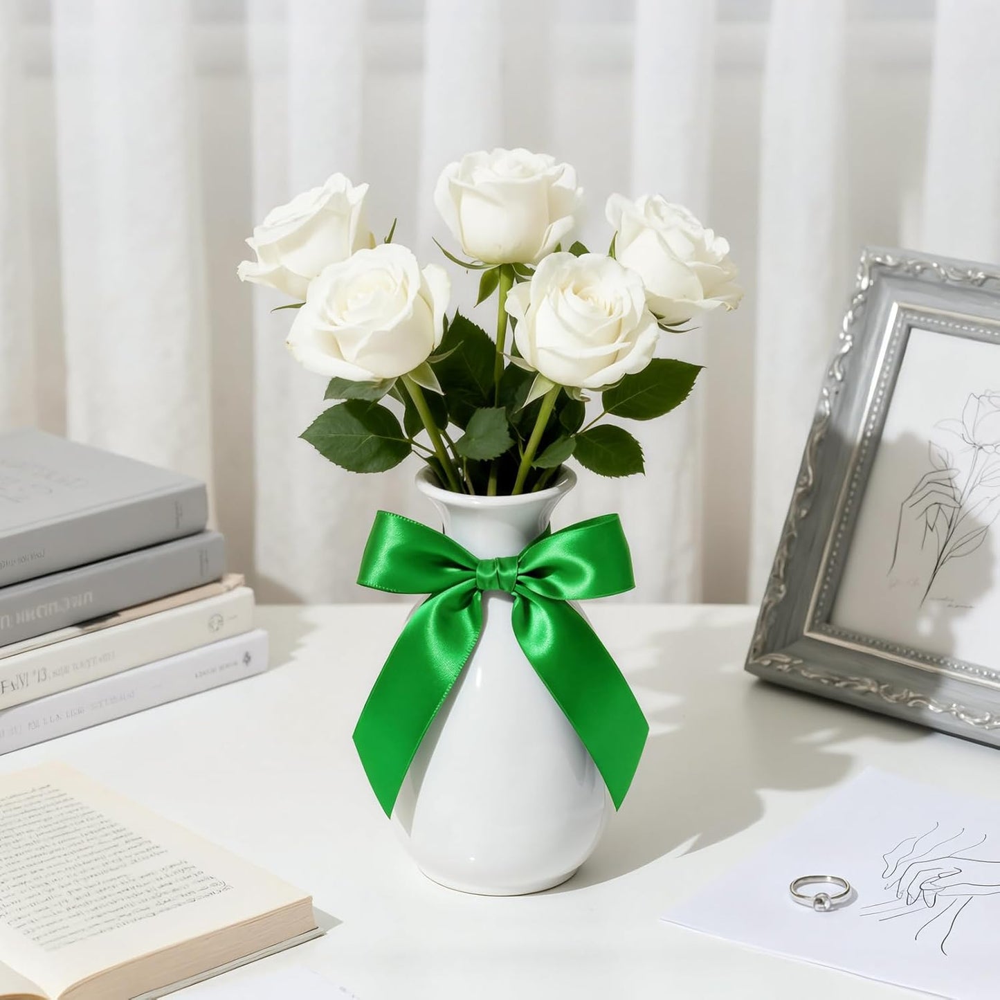 1-1/2 inch Double Faced Polyester Emerald Green Satin Ribbon, Perfect for Gift Wrapping Very Suitable for Weddings Party Hair Bow Invitation Decorations and More (25 Yards)