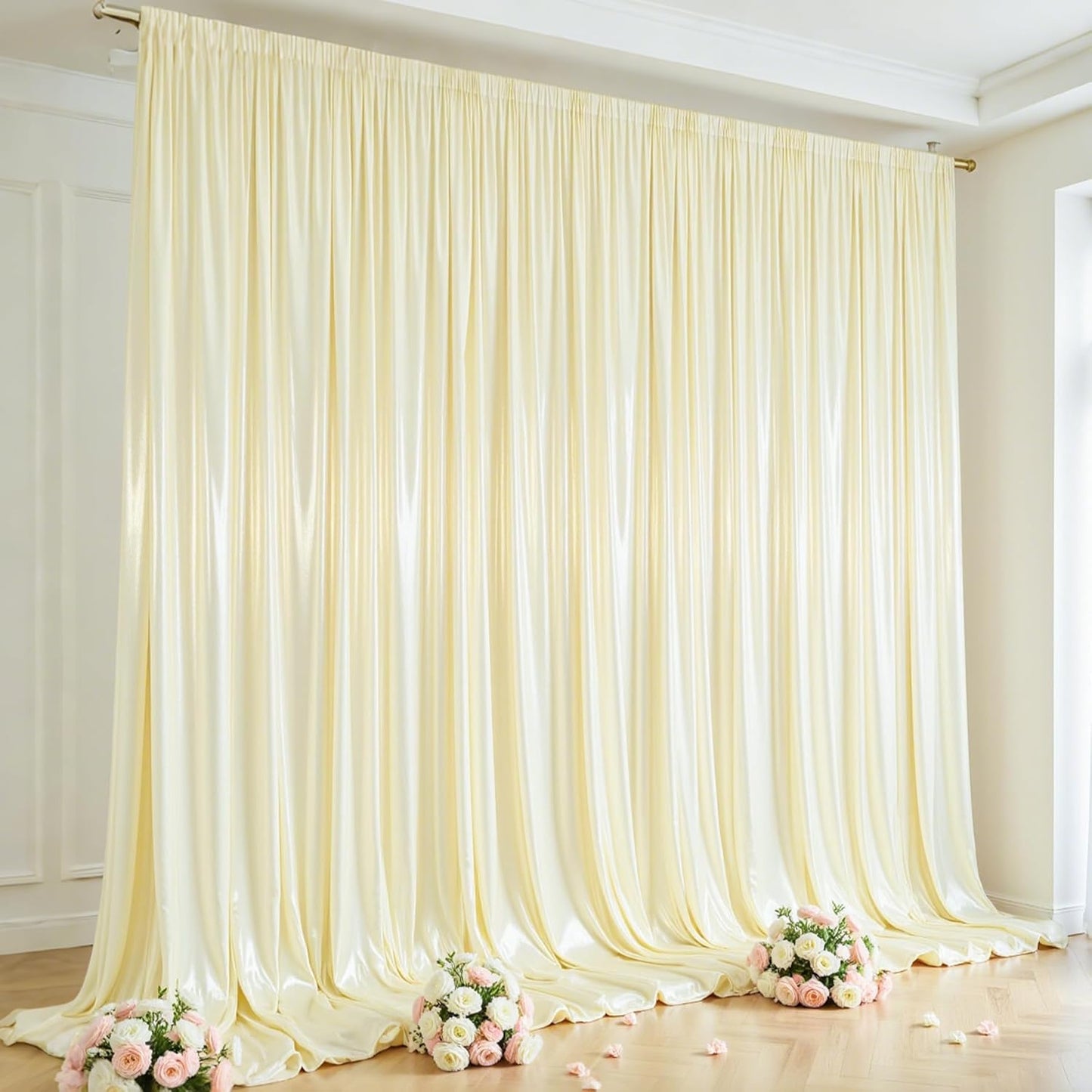 10x10 ft Champagne Glitter Backdrop Curtain for Parties, Wrinkle Free Glitter Photo Backdrop Drapes 2 Panels 5x10FT Shimmer Back Drop Cloth for Wedding Birthday Stage Photography Background Decor