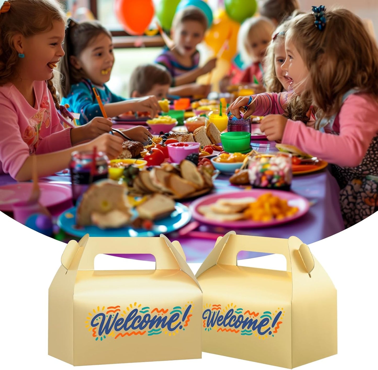 UnicoPak 30 Pack Gold Gable Treat Boxes, Party Favor Boxes, Gift Boxes for Kids, for Snacks, Candy, Toys, Birthday Party, Wedding, Halloween, Christmas – 6.5x3.5x3.5 Inches