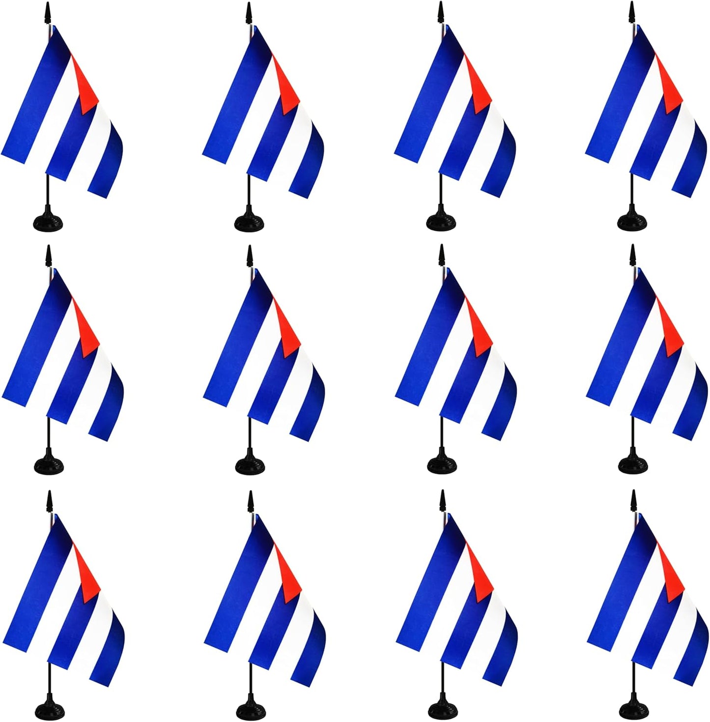 Cuba Desk Flag, 12 Pack Cuban Table Office Flag with Black Solid Pole and Stand Base, International Country Flag, Festival Celebration, Classroom Meeting Desktop Decor (Cuba)