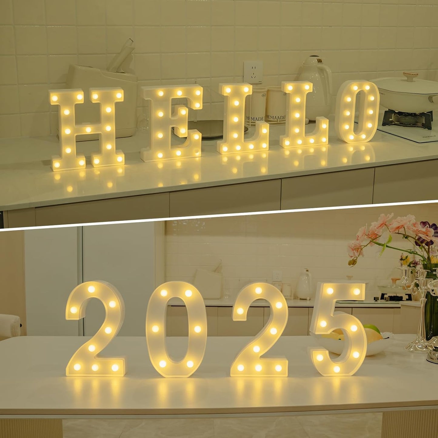 Foaky Rechargeable LED Letter Lights Sign Marquee Light Up Letters Sign for Night Light Wedding/Birthday Party Christmas Lamp Home Bar Decoration (6)