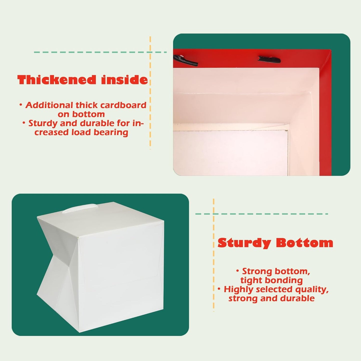 ADIDO EVA White Square Gift Bags Large Size Square Bottom Paper Bags with Handles for Party Favor, Shopping Bag (12x12x12 In, 10 CT)