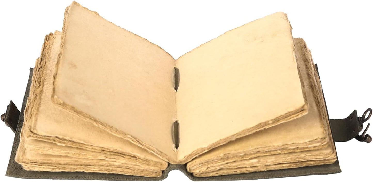 Vintage Leather Journal Handmade Buffalo Non-Refillable Deckle Edge Paper – Leather Bound Journal for Women, Men, C-Lock Closure Ideal for Writing & Travel for Artists (Dark Green)
