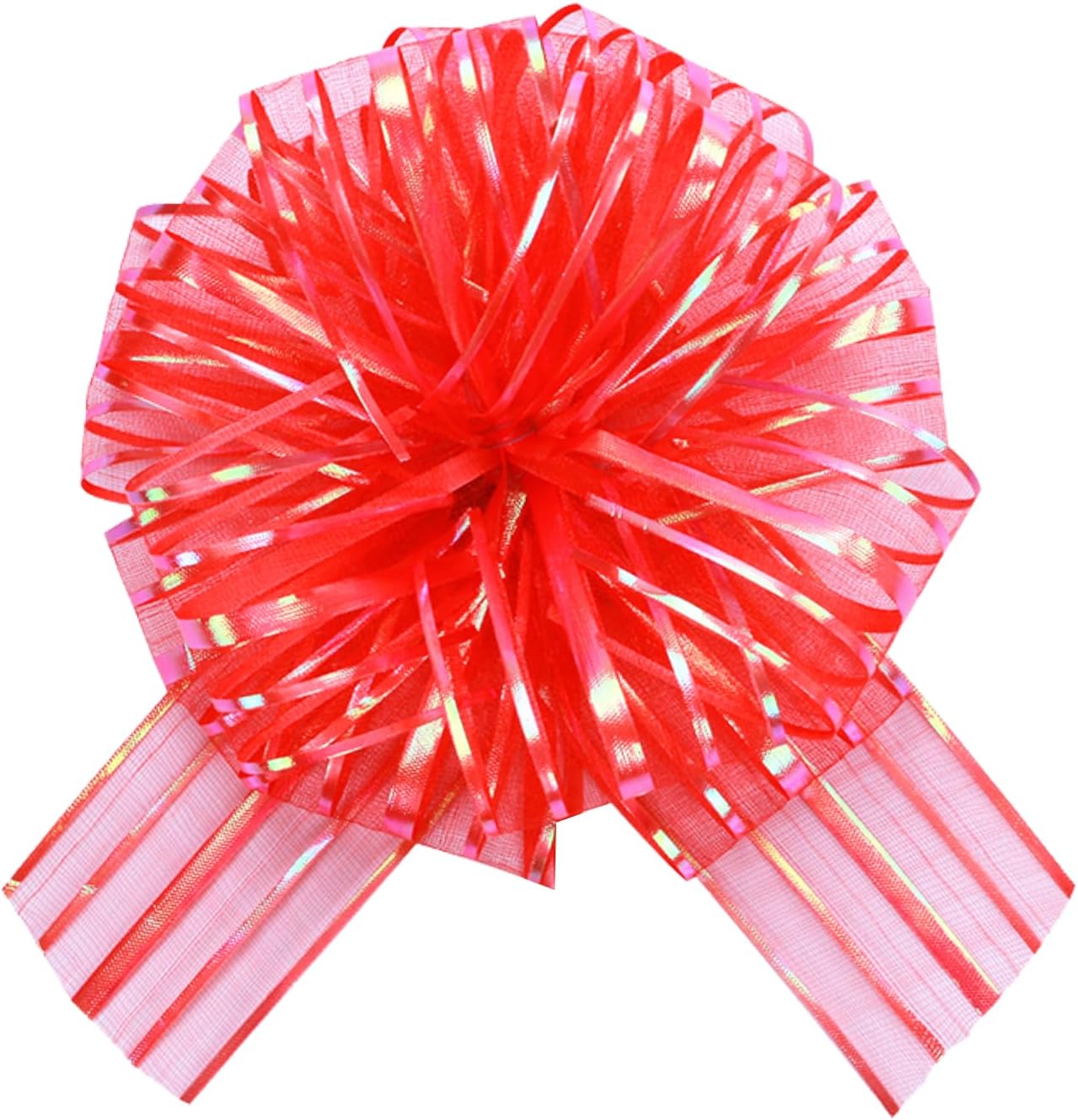 6 Pcs 6 Inch Large Organza Pull Bow Ribbon – Elegant Gift Bows for Wedding Decorations, Christmas Wrapping, Birthday Parties, Car Decor, Gift Baskets, and Valentine's Day Packaging(Red)