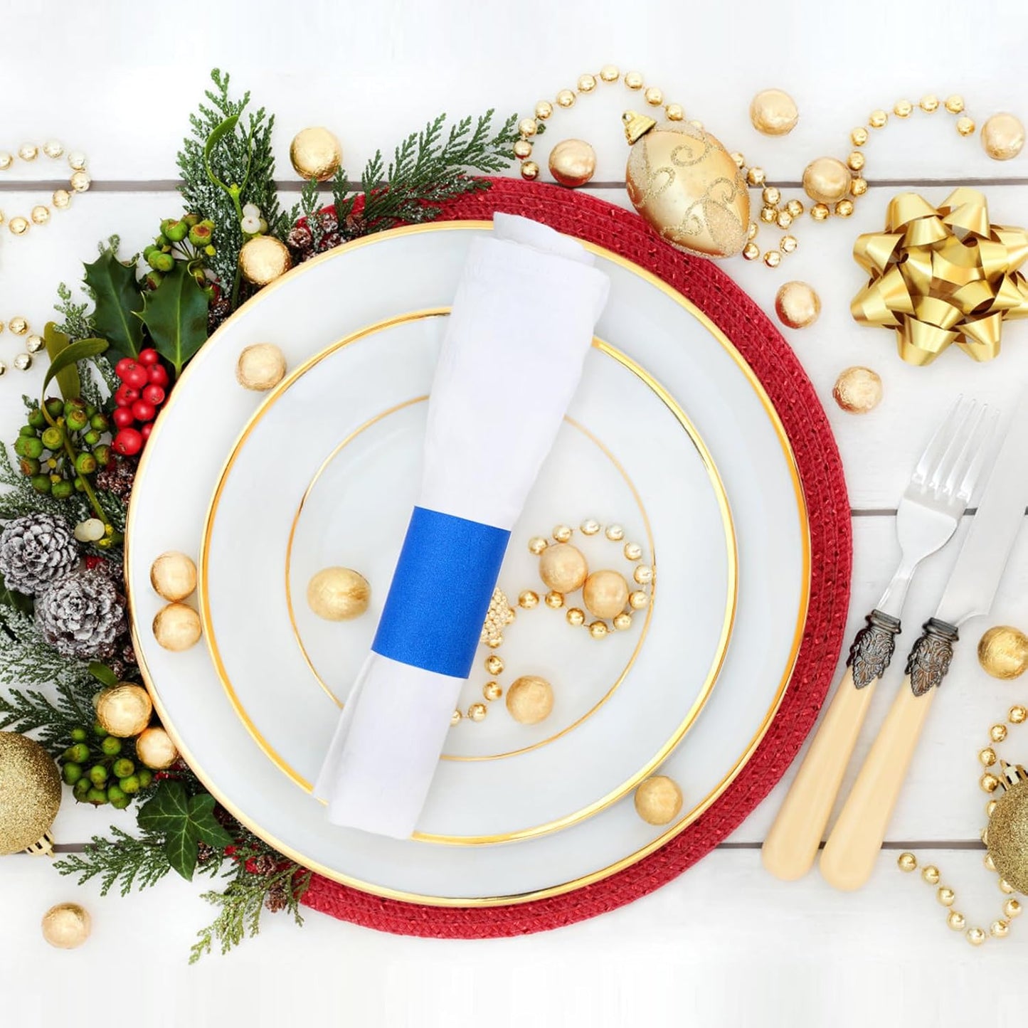 2,000 Pcs Napkin Bands, Paper Napkin Rings Self-Adhesive,Silverware Wraps Bands,Blue