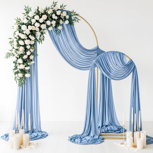Wedding Arch Draping Fabric 29" x 19Ft Sheer Drapes for Backdrop Wedding Ceremony Reception Ceiling Decor Curtain Baby Bridal Shower Decoration (Dusty Blue, 2 Panels)