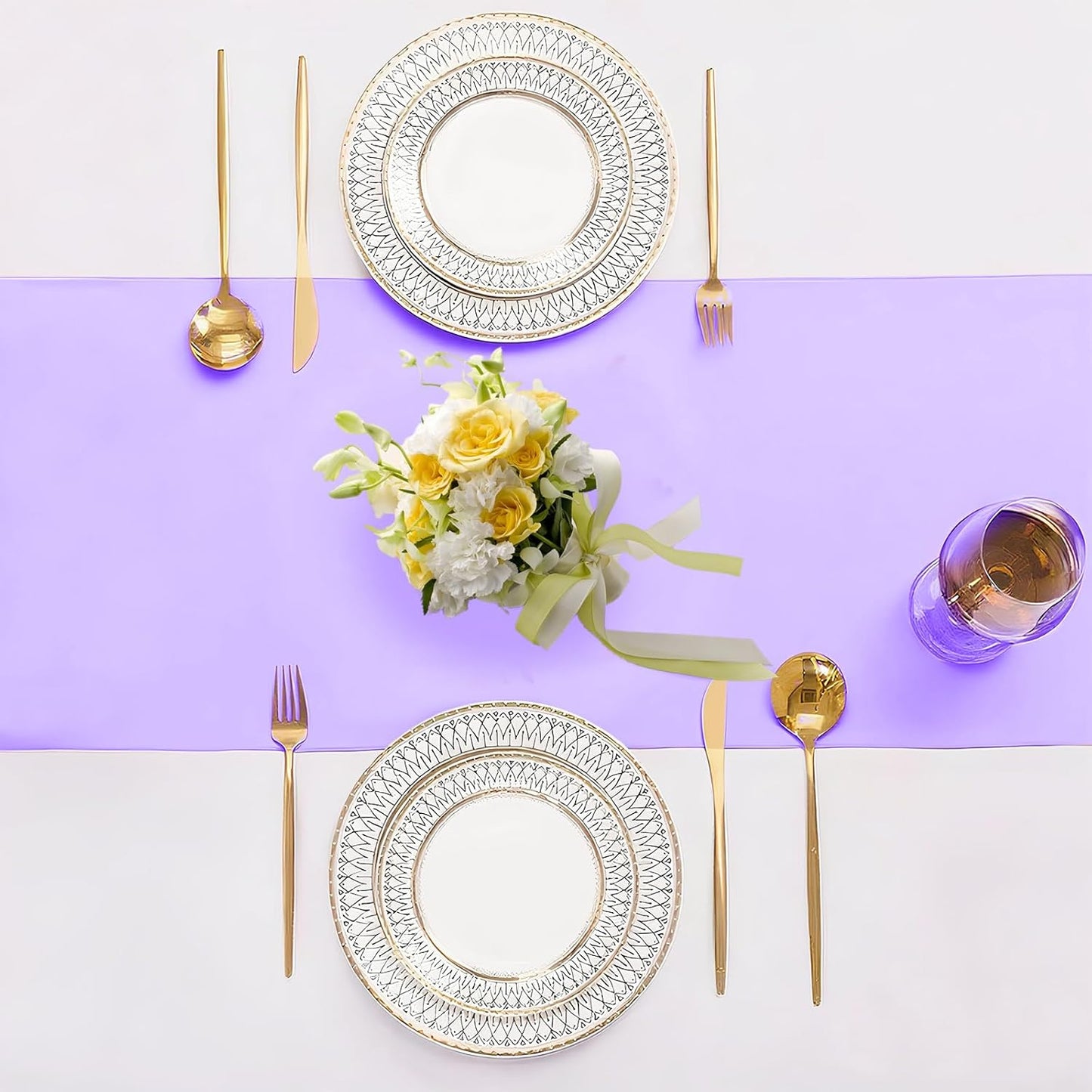 SHEJIZE 10 Pack Lavender Satin Table Runner 12x108 Inches Long, Bright Silky Smooth Satin Table Runner Table Decor for Wedding Banquet Christmas Prom Event Birthday Party