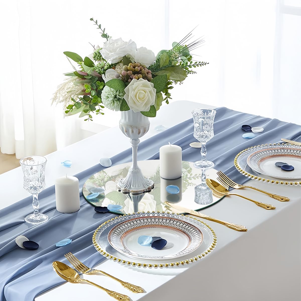 11Pack Round Mirror Centerpieces for Tables, Acrylic Circle Mirror Tiles Non Glass Mirror, for Bedroom Bathroom Living Room Wall Decor Tray Candle Wedding Table Centerpiece Decor, 2mm Thick (8inch)