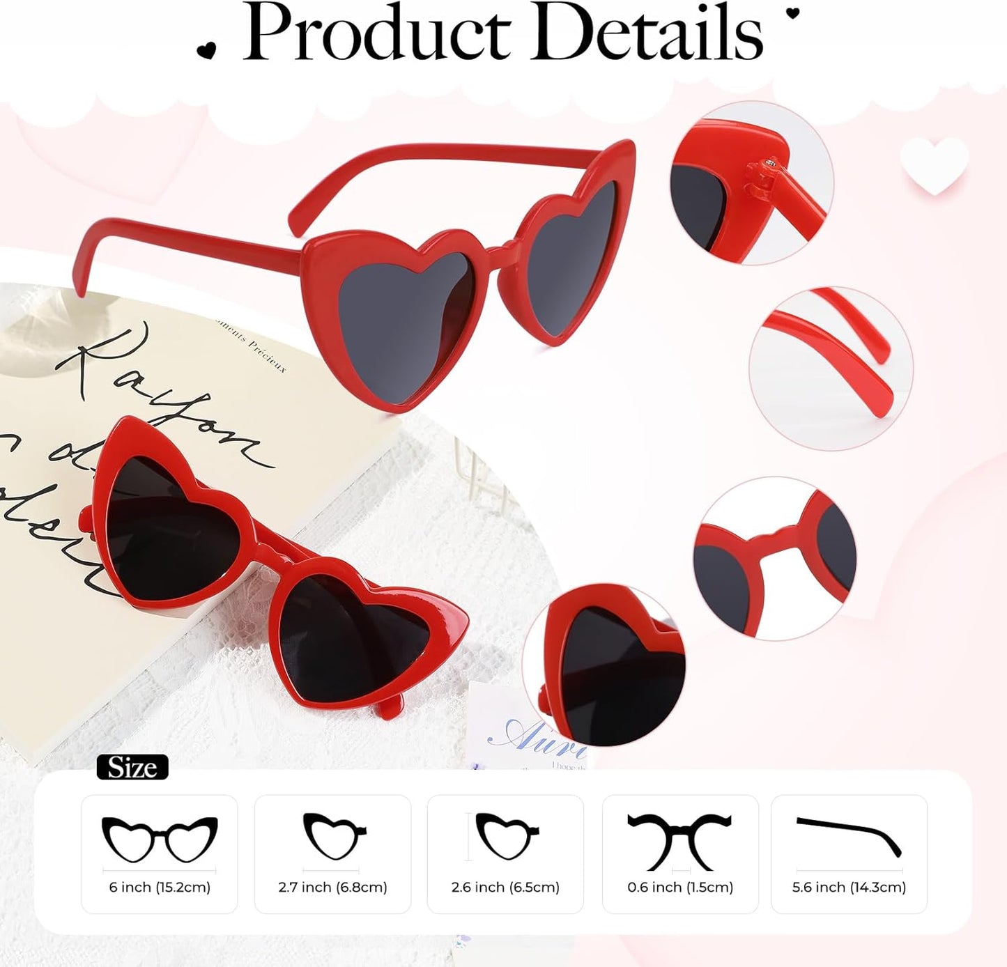 YOGFIT Heart Sunglasses for Women Fashion Classic Love Eye Protection Sunglasses Vintage Cute Heart Sunglasses
