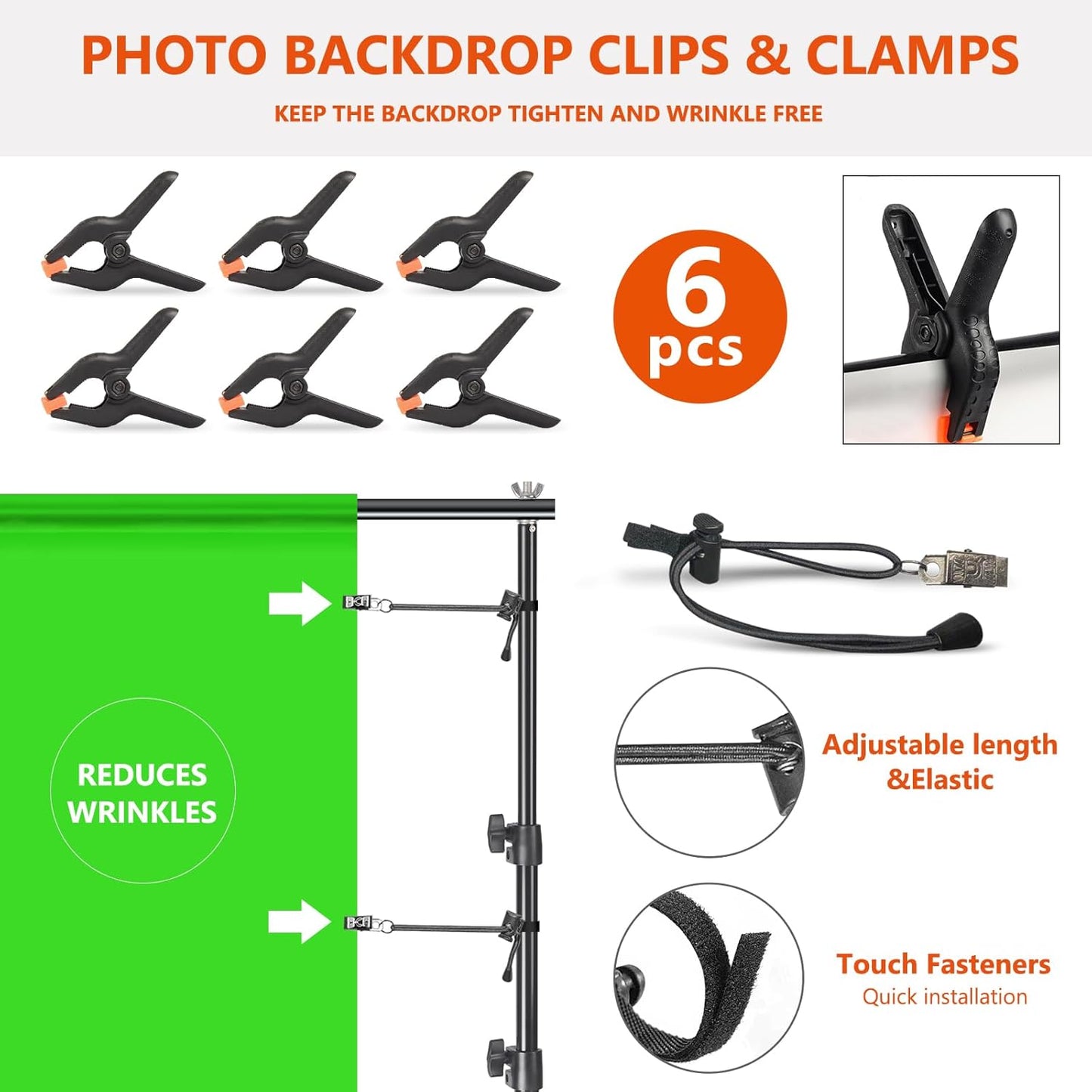 Backdrop Stands, MSKIRA Photo Backdrop Stand Kit 10ft X 7.5ft, Back Drop Adjustable Stand, Background Support System for Studio Portrait Photoshoot, Wedding Parties, with Clamps, Sandbags, Carry Bag