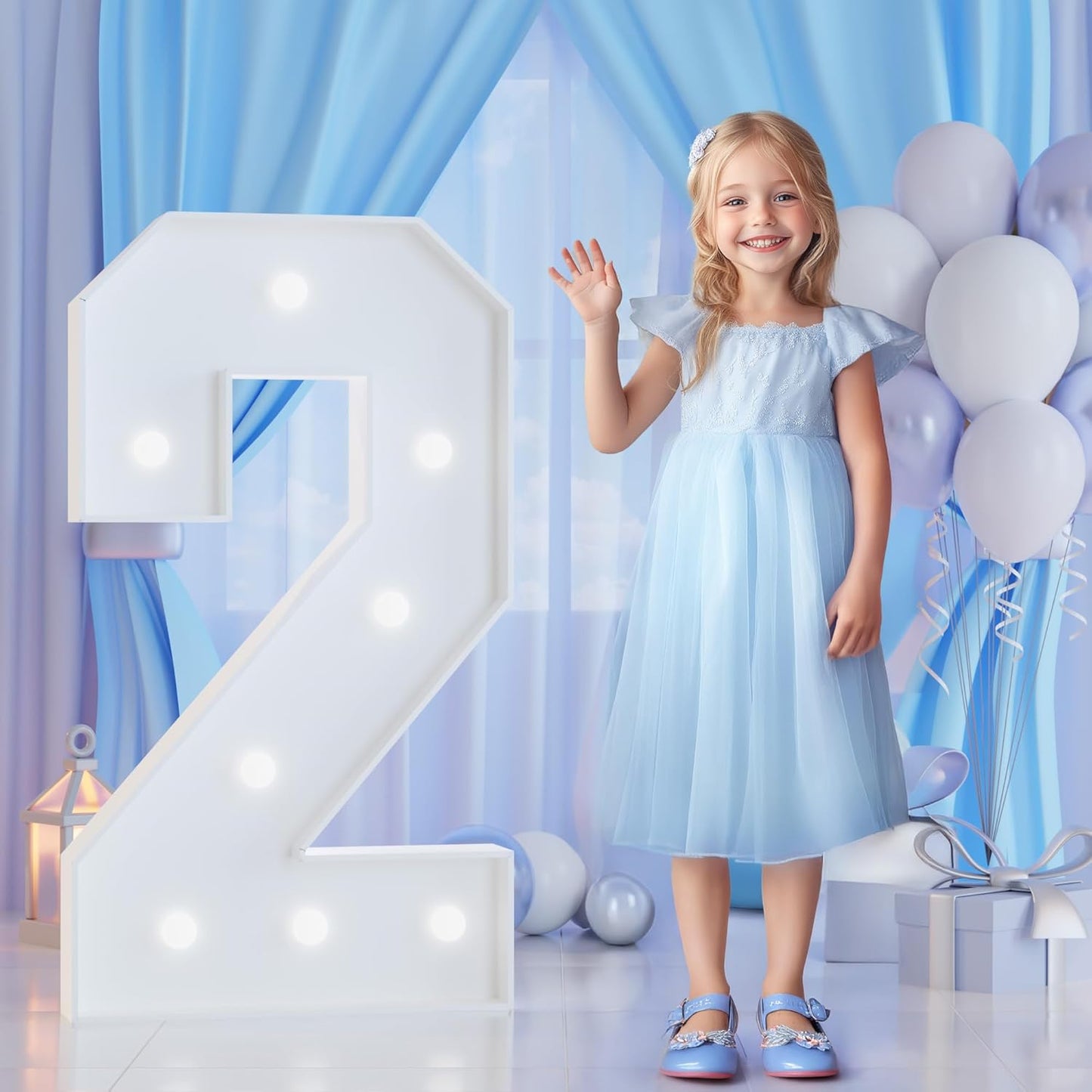 3FT Marquee Numbers 2 for 2nd, 20th Birthday Party Decorations, Large Light Up Number 2 Sign for Anniversary Decor, Backdrop, Big Marquee Number, Pre-Cut Foam Board Kit