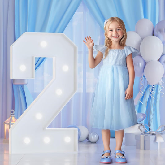 3FT Marquee Numbers 2 for 2nd, 20th Birthday Party Decorations, Large Light Up Number 2 Sign for Anniversary Decor, Backdrop, Big Marquee Number, Pre-Cut Foam Board Kit