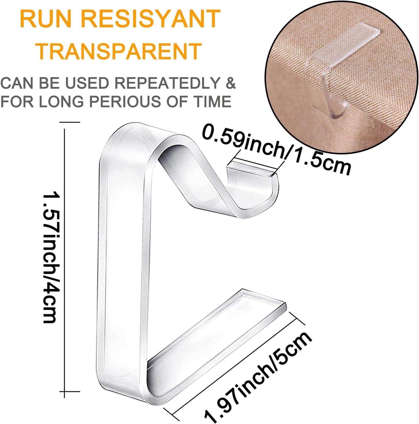 24 Pieces Transparent Clear Tablecloth Clips, Plastic Table Cloth Clips，Windproof Table Cover Holder Clamps，Table Cloth Holder for Christmas Home Wedding Party Indoor Outdoor Camping Picnic(24, Small)