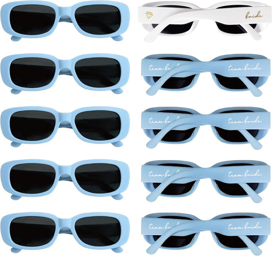 Bride Squad Bachelorette Party Favors 10 Pcs Team Bride Sunglasses Retro Rectangle Bridesmaid Gifts Sunglasses