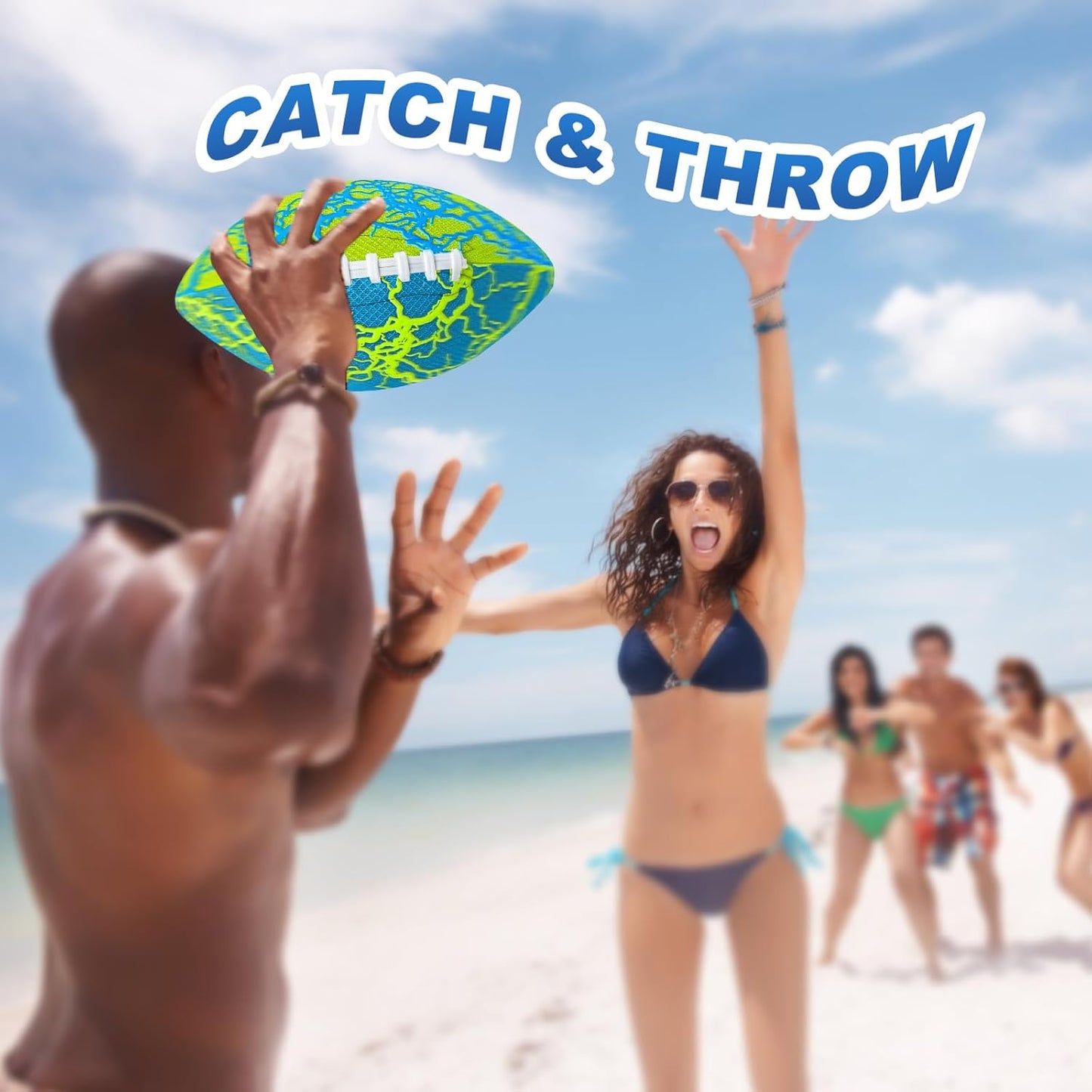 Jasonwell Pool Beach Water Football - Strong Grip Waterproof Soft Football for All-Weather Play Pool Toys Beach Games Backyard Outdoor Sports Toy Christmas Birthday Gifts for Kids Boys Teens Adults