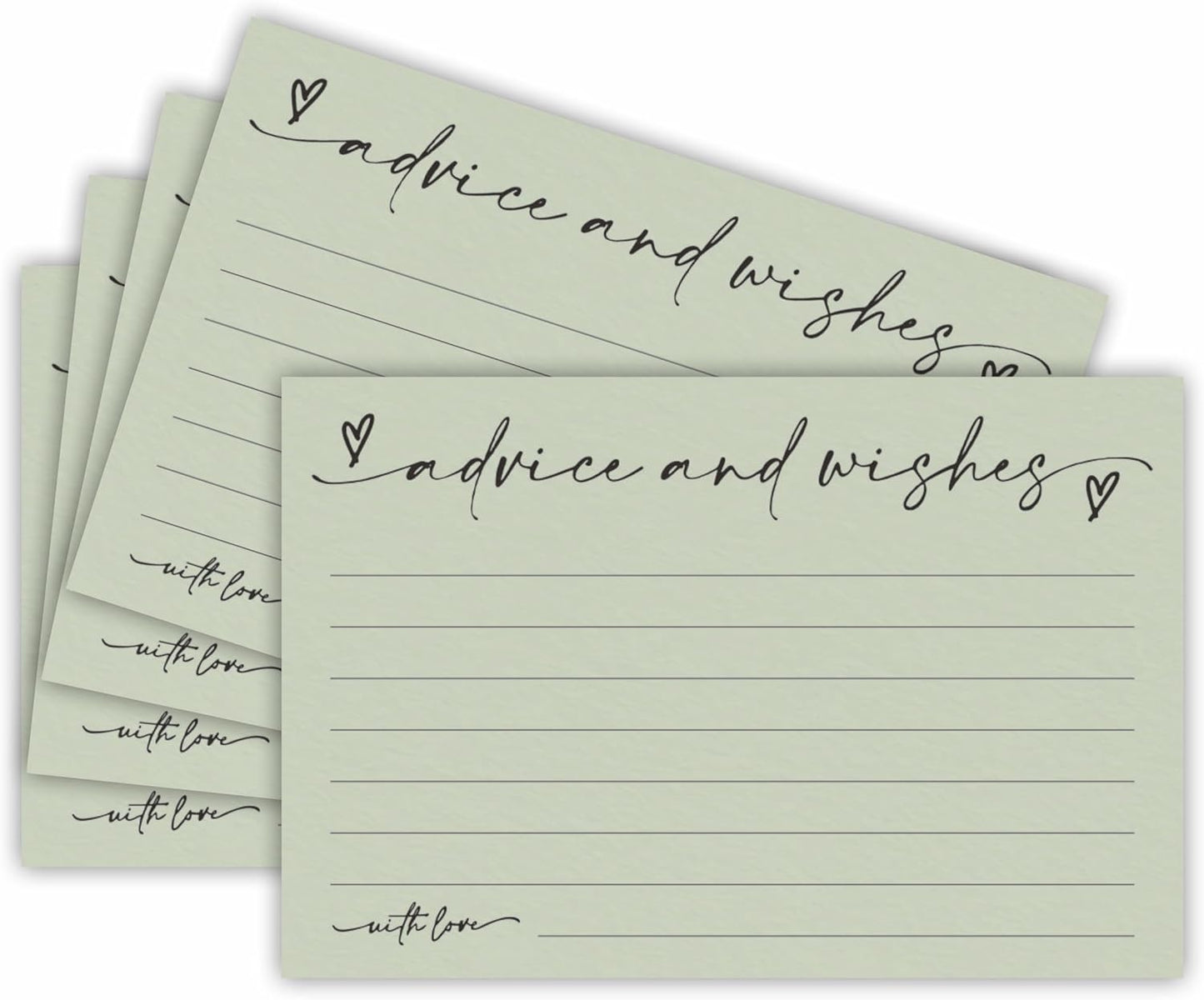 30 Advice & Wishes Cards - moss green - Double Sided Fill-In Advice Cards For Bridal, Wedding, Graduate Party, Mr & Mrs, Retirement, Baby Shower, Party Favor & Supplies - B01