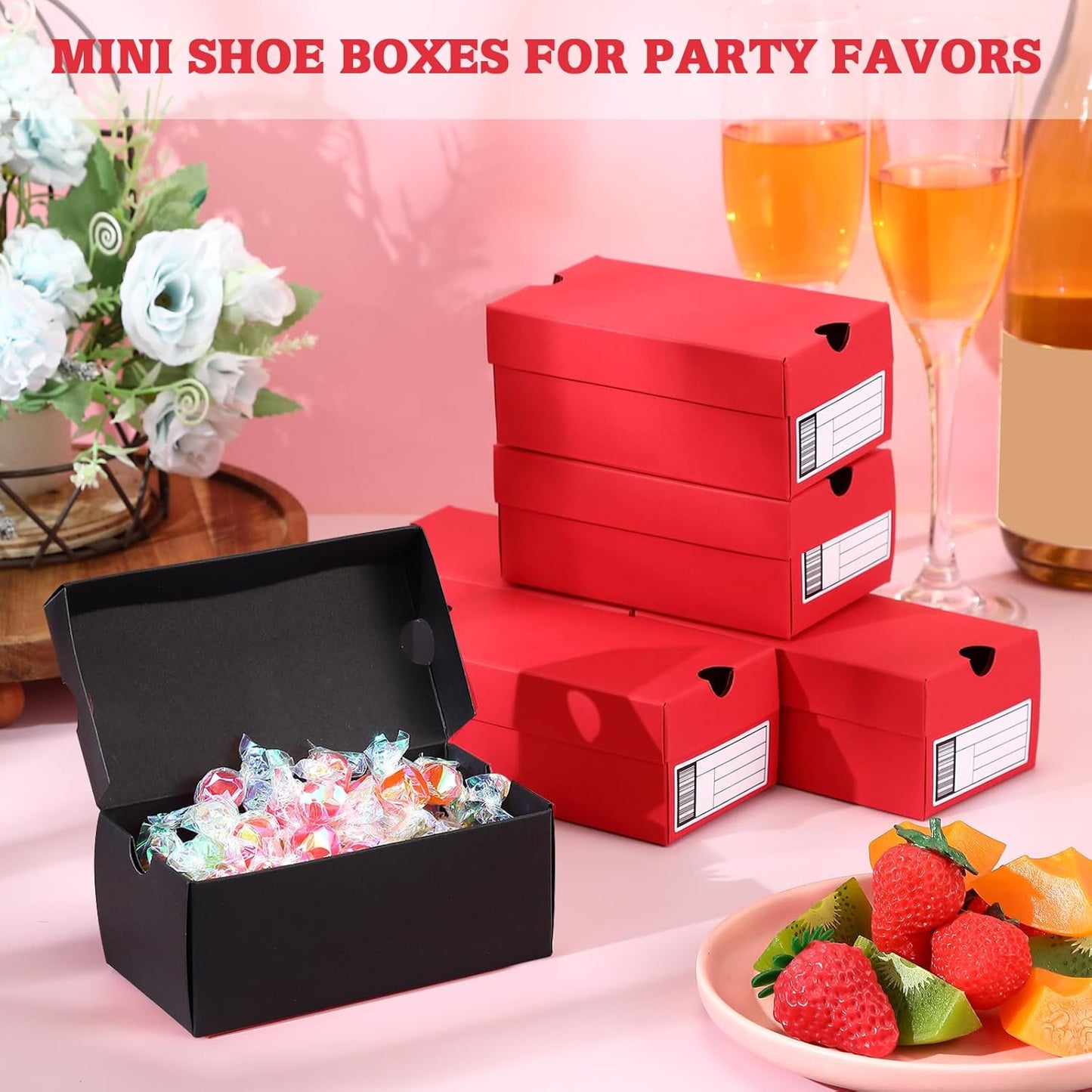 12 Sets Mini Sneaker Boxes for Party Favors Mini Shoe Gifts Boxes 4.7 x 2.5 x 2 Inch Sports Small Gift Case with Editable Label for Candies Cookies Snacks