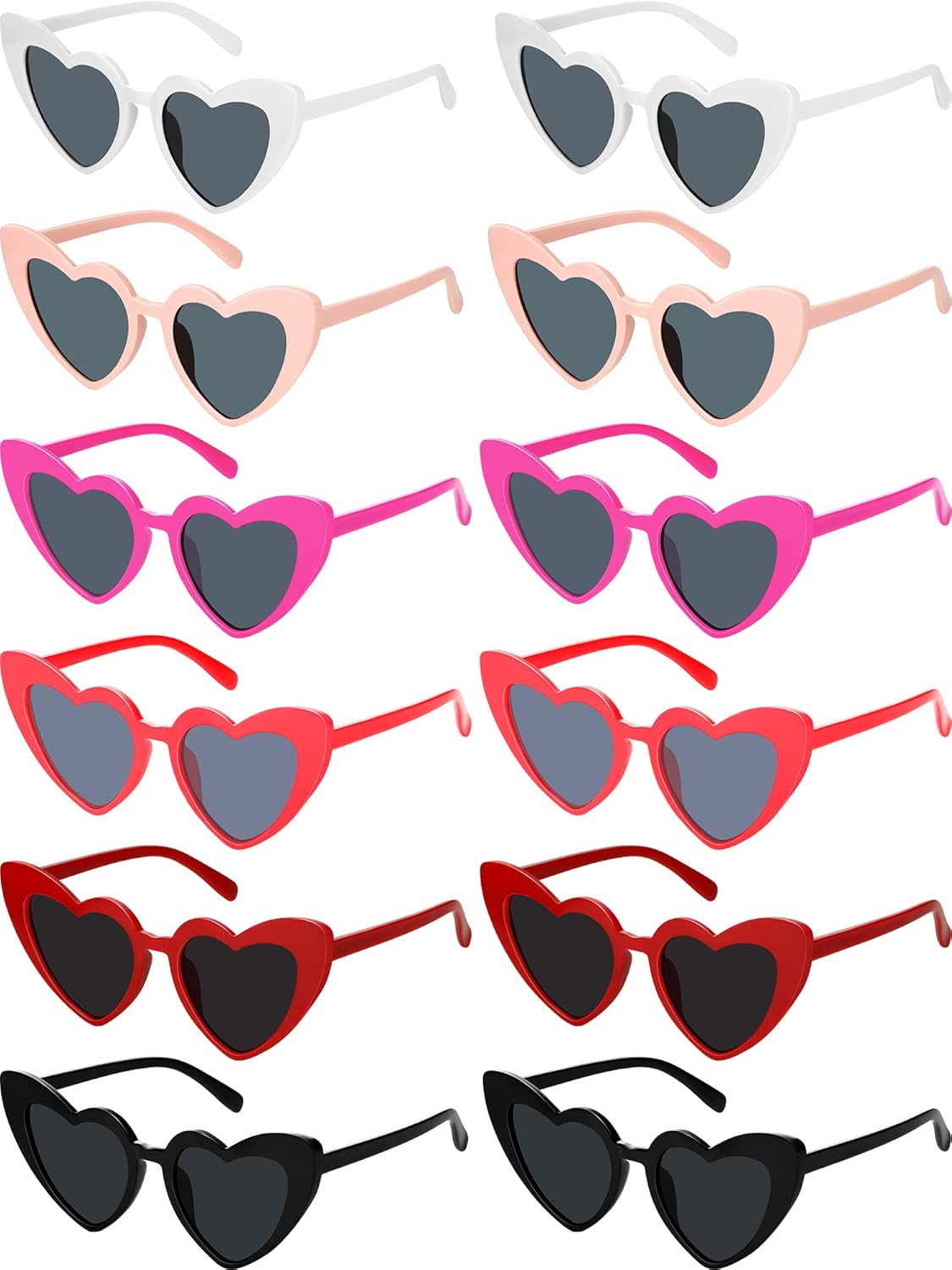 Flutesan 12 Pack Bachelorette Sunglasses Bride Bridesmaid Heart Shaped Sunglasses Women Eyeglasses for Party