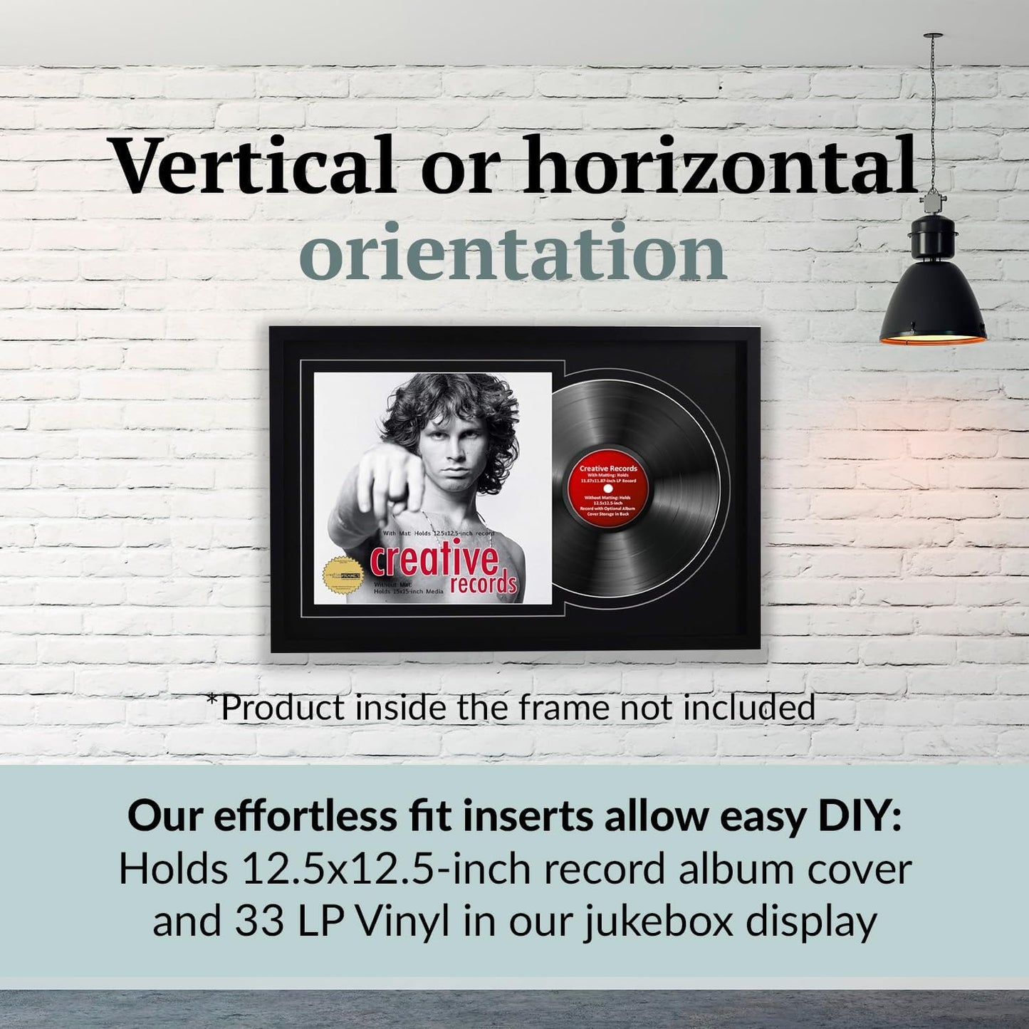 Creative Picture Frames 16" x 24" Jukebox Vinyl Frame Display with Double Matting, LP Record Album Frame for Wall Decor, Black/Black, 1 Count