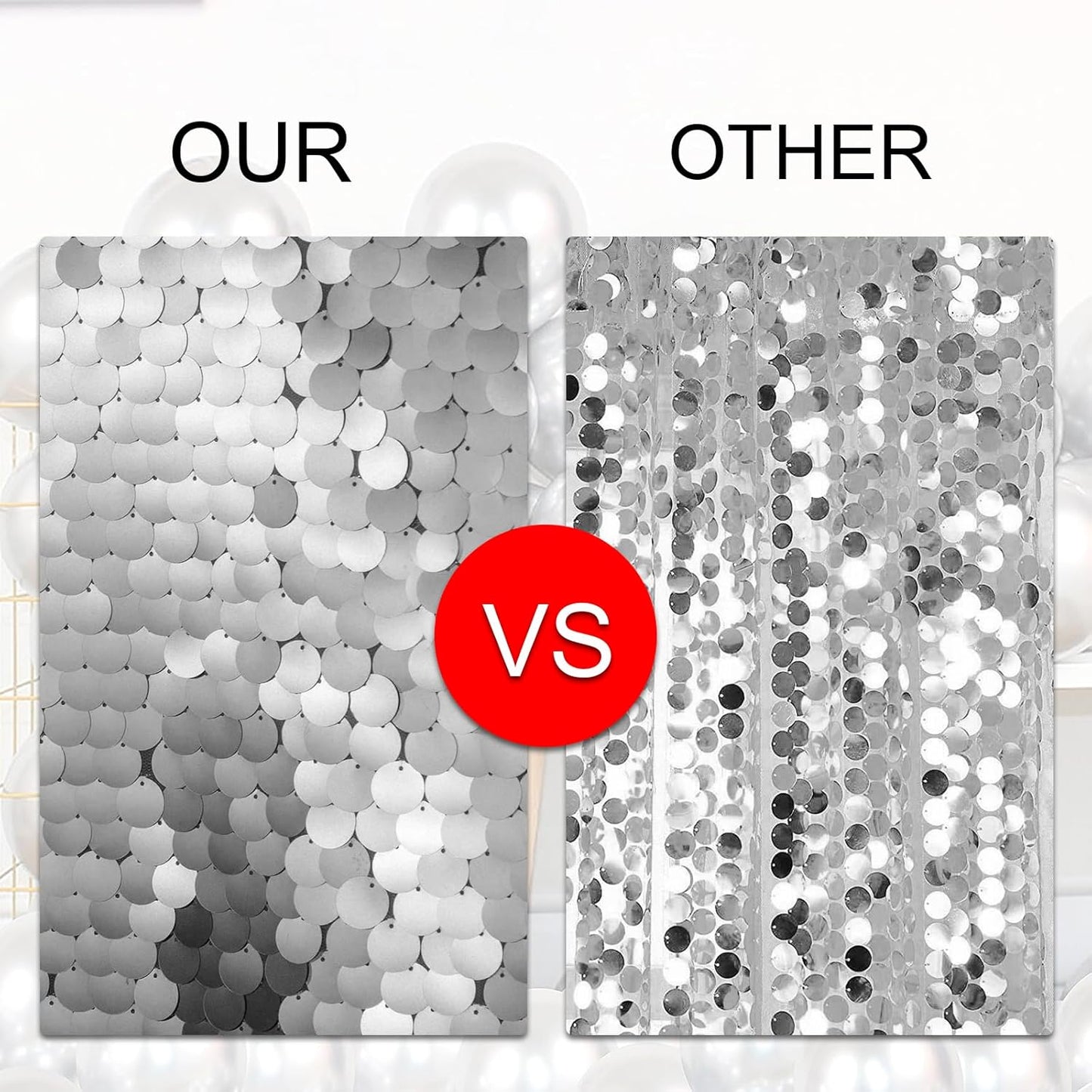 JYFLZQ Silver Payette Sequin Backdrop Curtains 4ft x 8ft 2 Panels Shimmer Wall Backdrop Big Sequin Background Thick Glitter Photo Booth Backdrops for Birthday Christmas Wedding Parties