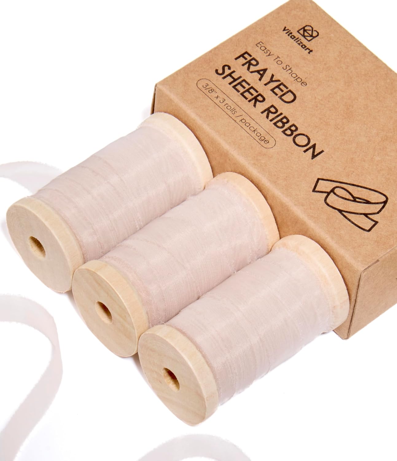 Vitalizart Pink Organza Ribbon Frayed Sheer Organza 3/8" Silk Like Ribbons for Valentines Day Gift Wrapping Craft Flower Bouquet Wedding Invitations Mesh Fabric Blush Light Pink 15 Yards