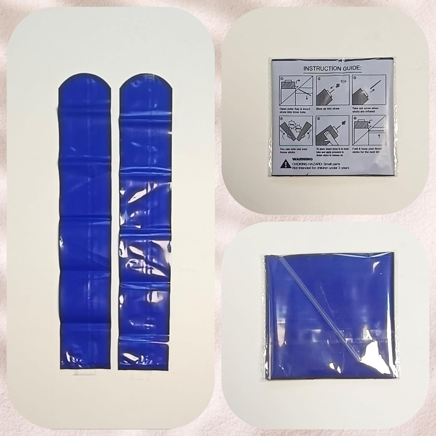 48pcs Round Head Boom Sticks Thunder Sticks Cheering Sticks Team Spirit Plastic Cheerleading Spirit Stick Clapper Inflatable Noise Maker Sports Supply (Blue)