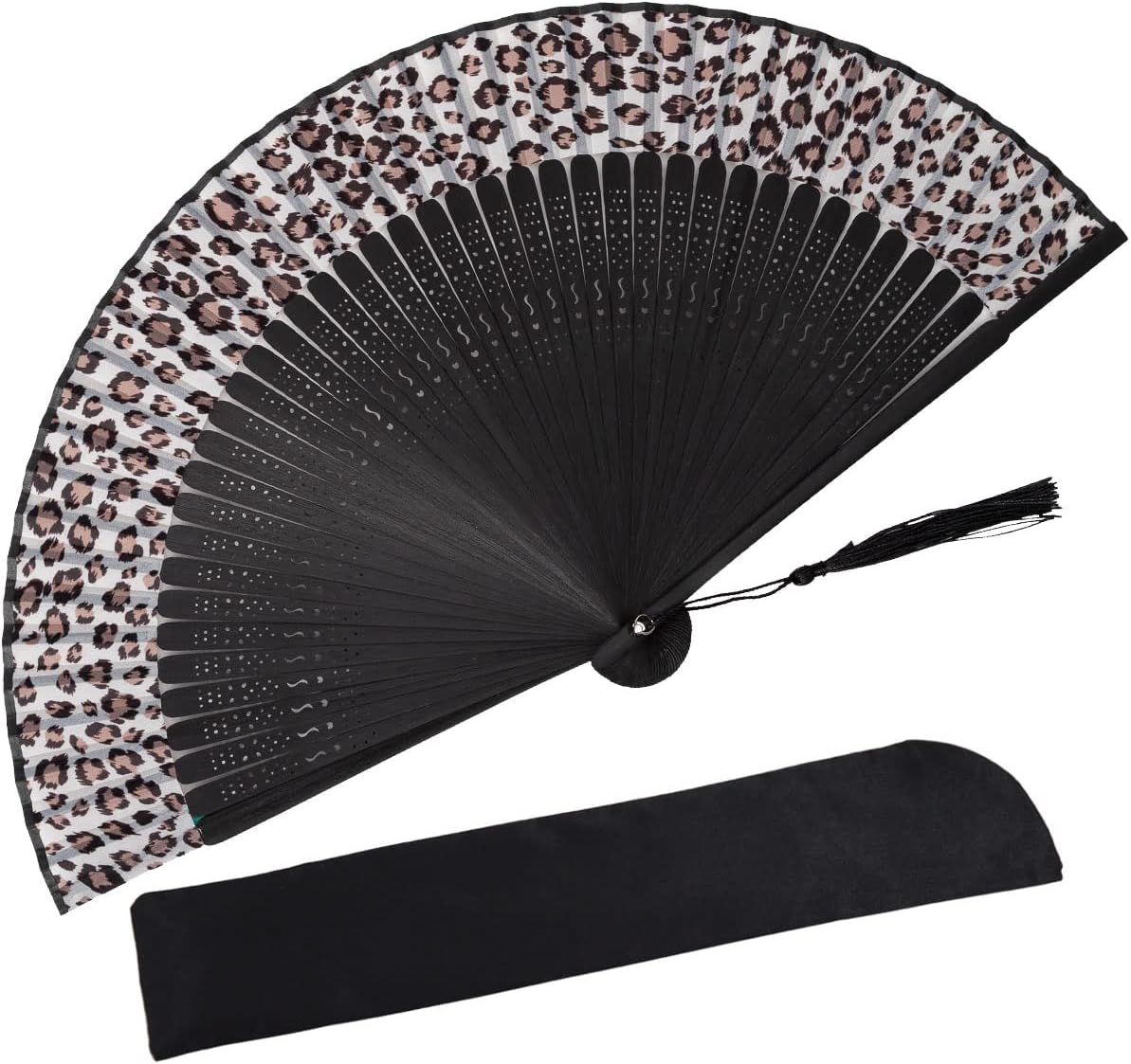 Amajiji Small Folding Hand Fan for Women, Chinese Japanese Vintage Style Bamboo Silk Fans for Party Wedding Dancing Decoration Gift Performance (AM-06)