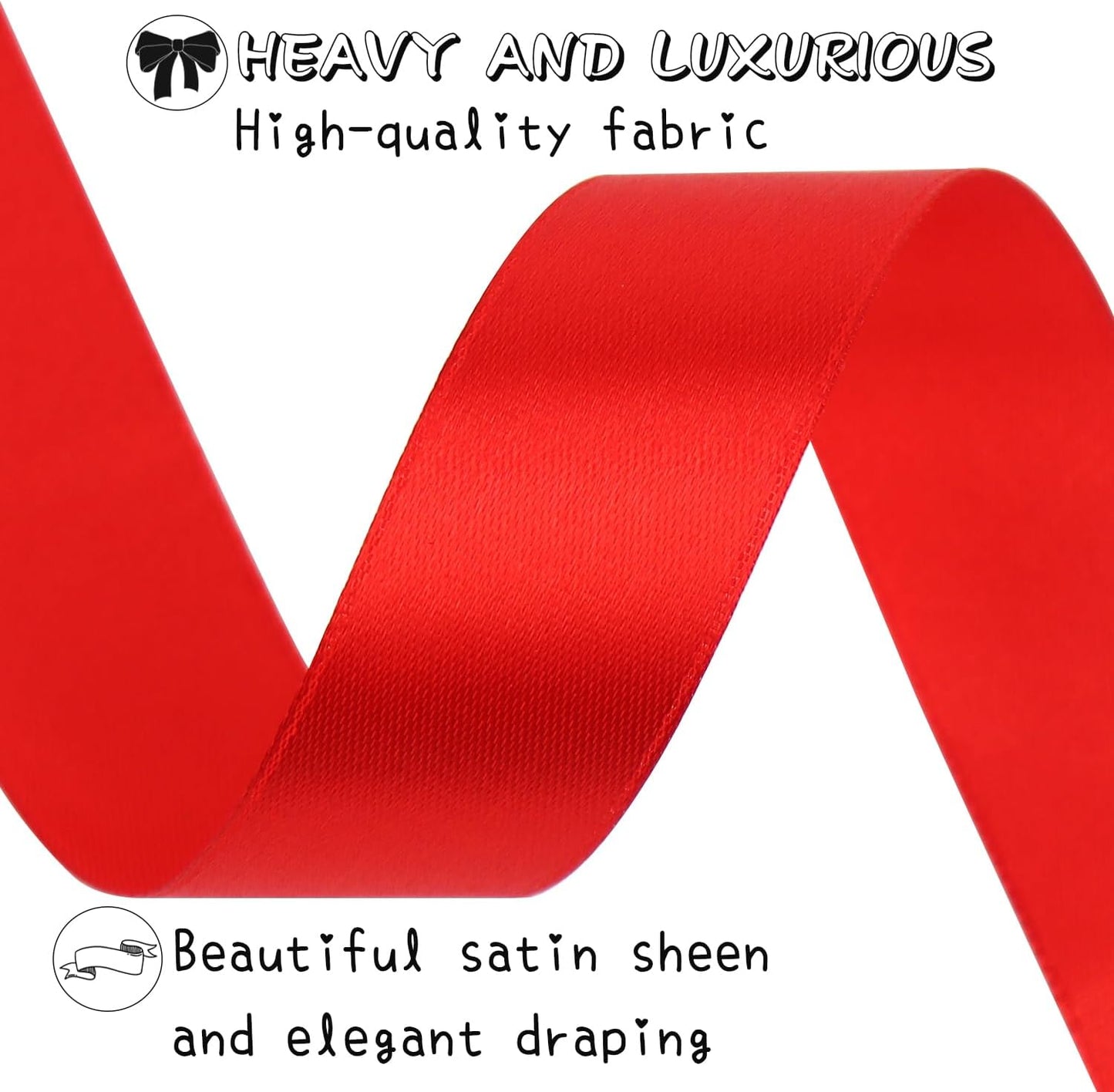 Red Solid Satin Ribbon 1 Inch 50 Yards Solid Polyester Fabric Ribbon for Gift Wrapping Wedding Christmas Baby Shower Birthday Party Decoration Handmade Immortal Flower Craft