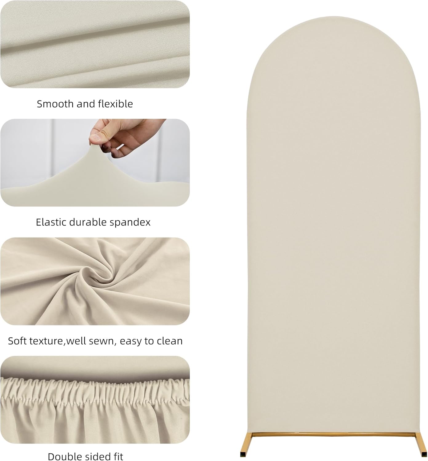 Wedding Arch Cover 5FT Arch Backdrop Cover Spandex Fitted Arch Cover for Round Top Chiara Backdrop Stand Covers for Wedding Birthday Party Baby Shower Banquet Ceremony Decoration