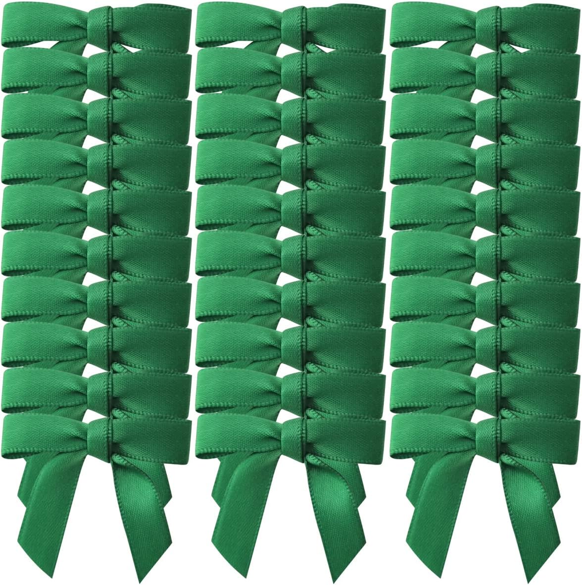 50pcs 1.5 inch Mini Satin Ribbon Bows for Crafts Green Mini Bows Appliques Craft for Appliques Embellishment(3/8",Green)