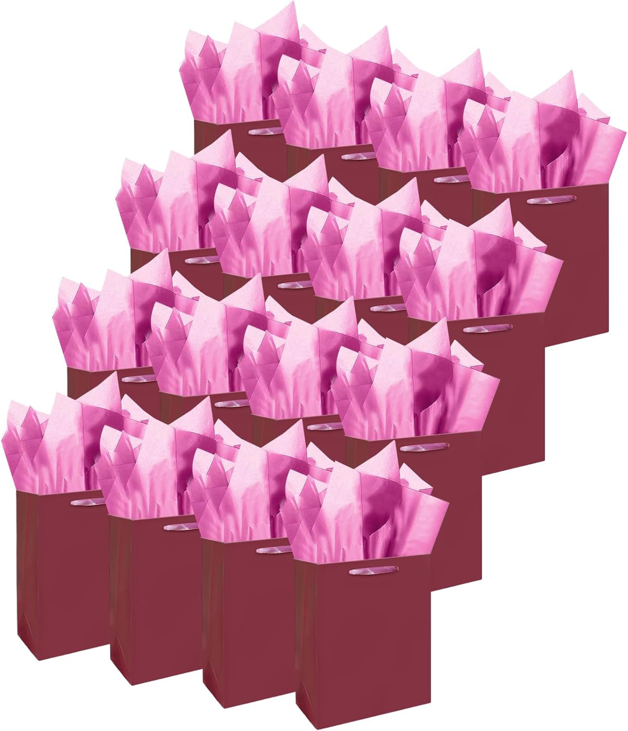 Gcardist Dark Purple Gift Bags with Tissue Paper for Wedding, Birthday, Party Supplies-7.9"x4.3"x9.6" Medium Size Cardboard Gift Bag（16pcs Bags +32pcs Tissue Paper ）