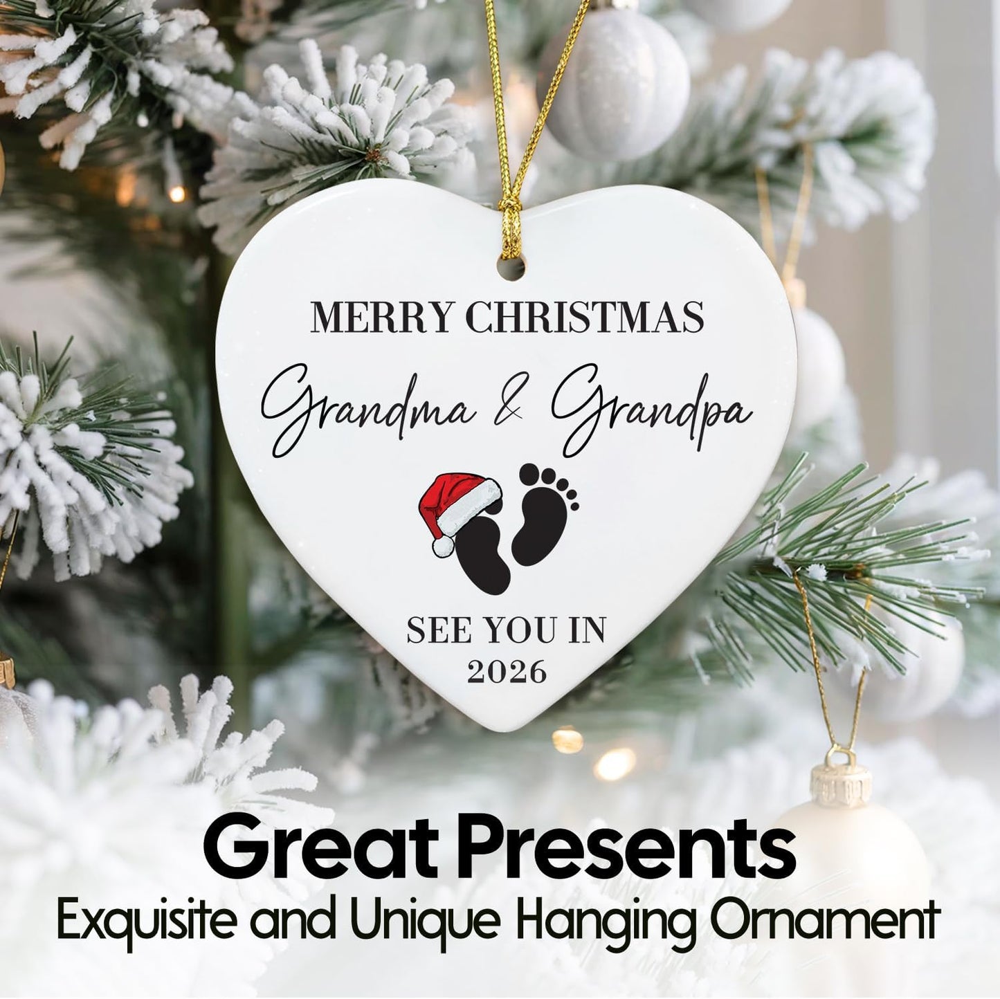 NewEleven First Time Grandparents Gifts - Baby Announcement, Pregnancy Announcement for Grandparents - New Grandma Gifts, Baby Announcements Ideas - Christmas Ornament