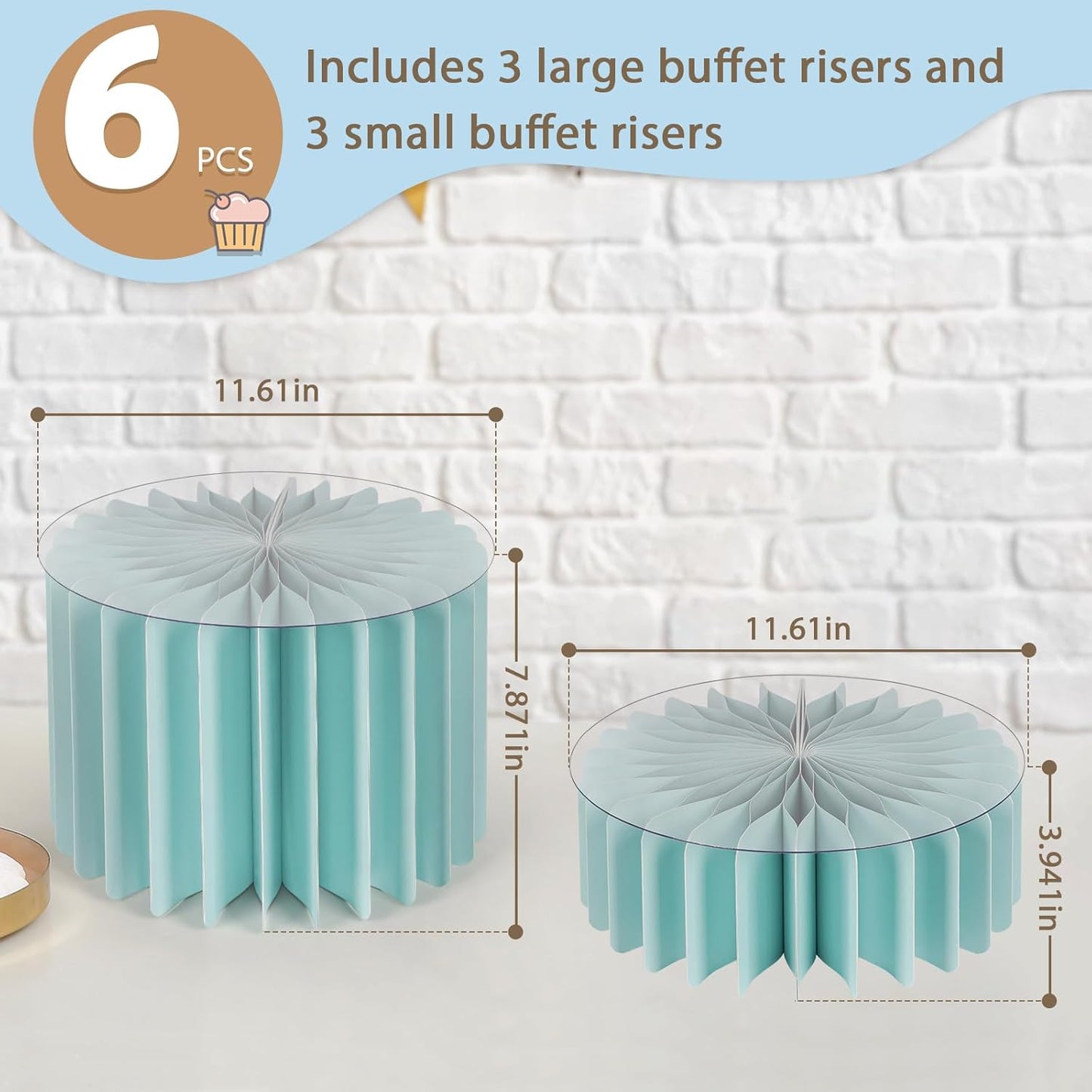 Buffet Risers, Food Risers for Buffet Table Cardboard Food Display Risers for Party Dessert Table Display Set for Show Catering Desserts Collectibles Jewelry (6 Pcs Blue)