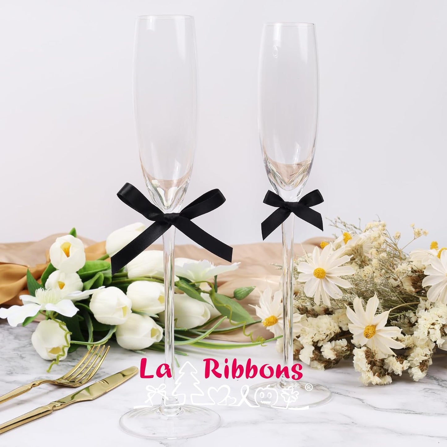 LaRibbons 3/8 Inch 25 Yard Double Faced Satin Ribbon,Black Small Satin Craft Fabric Ribbon for Gift Wrapping Floral Bouquets Wedding Party Decoration